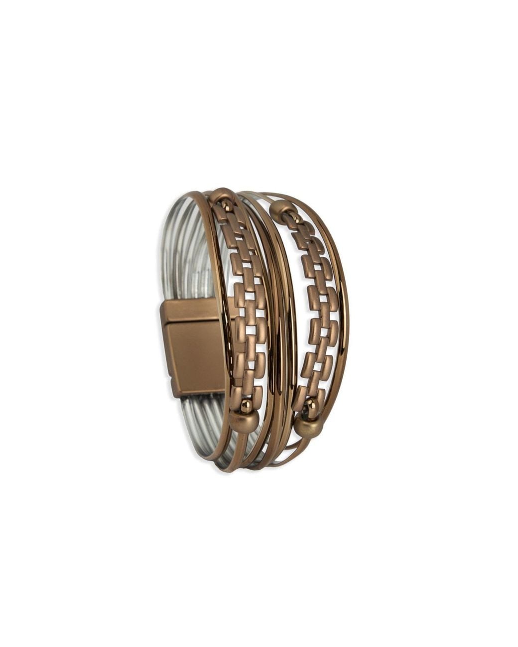 Saachi Metallic Chain & Cord Leather Bracelet