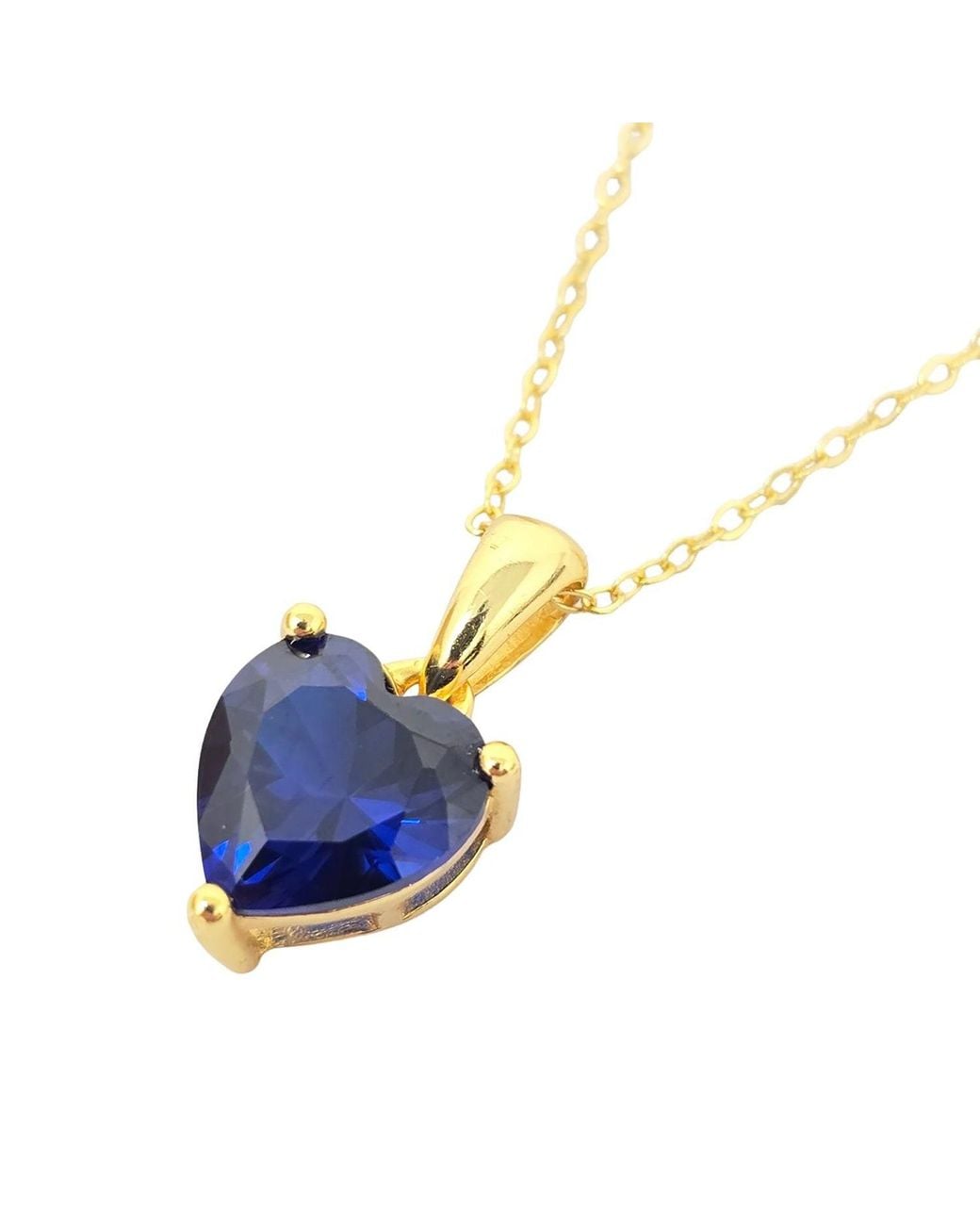 Sophelia Blue Sapphire September Birthstone Love Heart Charm Necklace