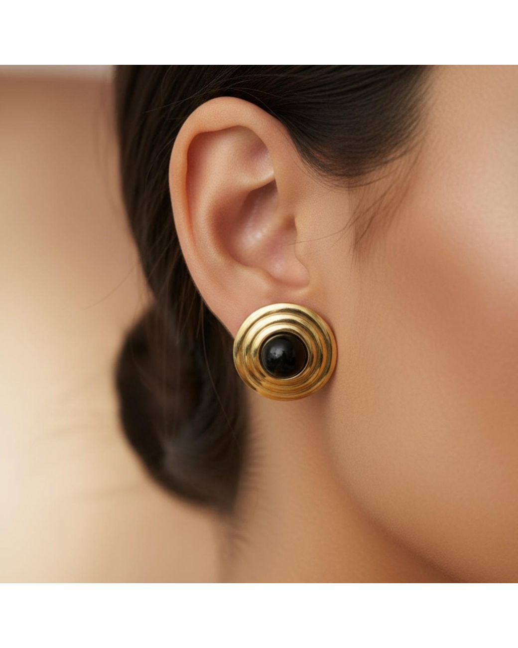 Latelita London Brown Como Large Round Stud Earrings Onyx