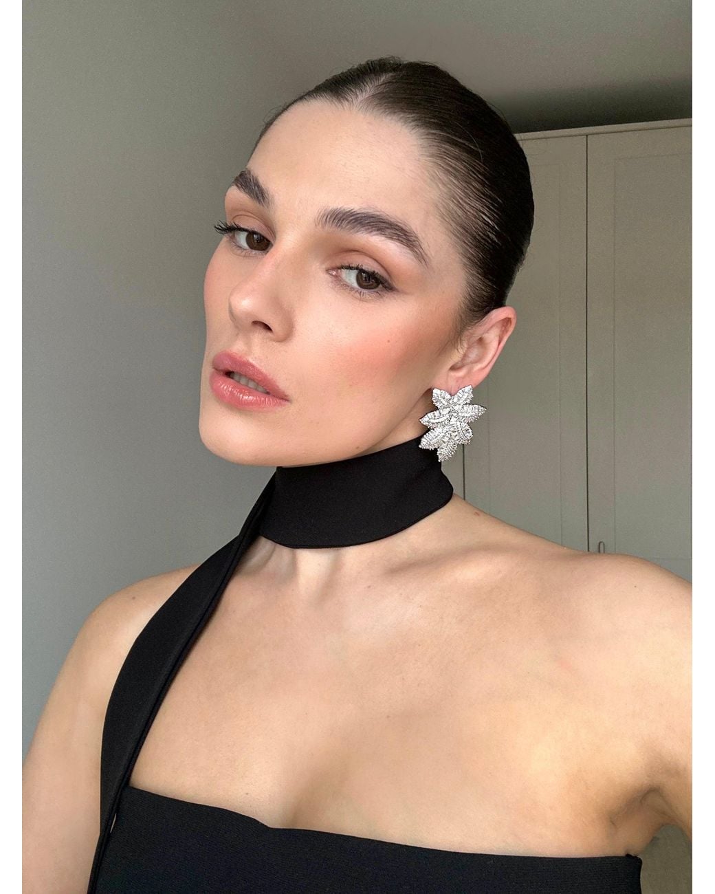 Crystals and Co Metallic Crystal Leaf Earrings