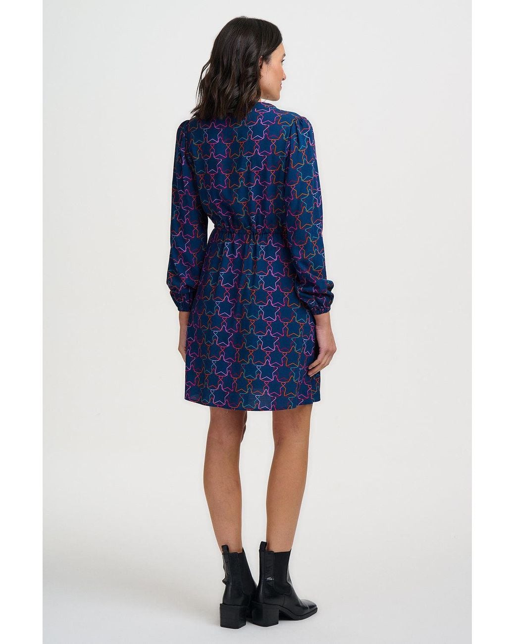 Sugarhill Blue Flora Short Shirt Dress Stars