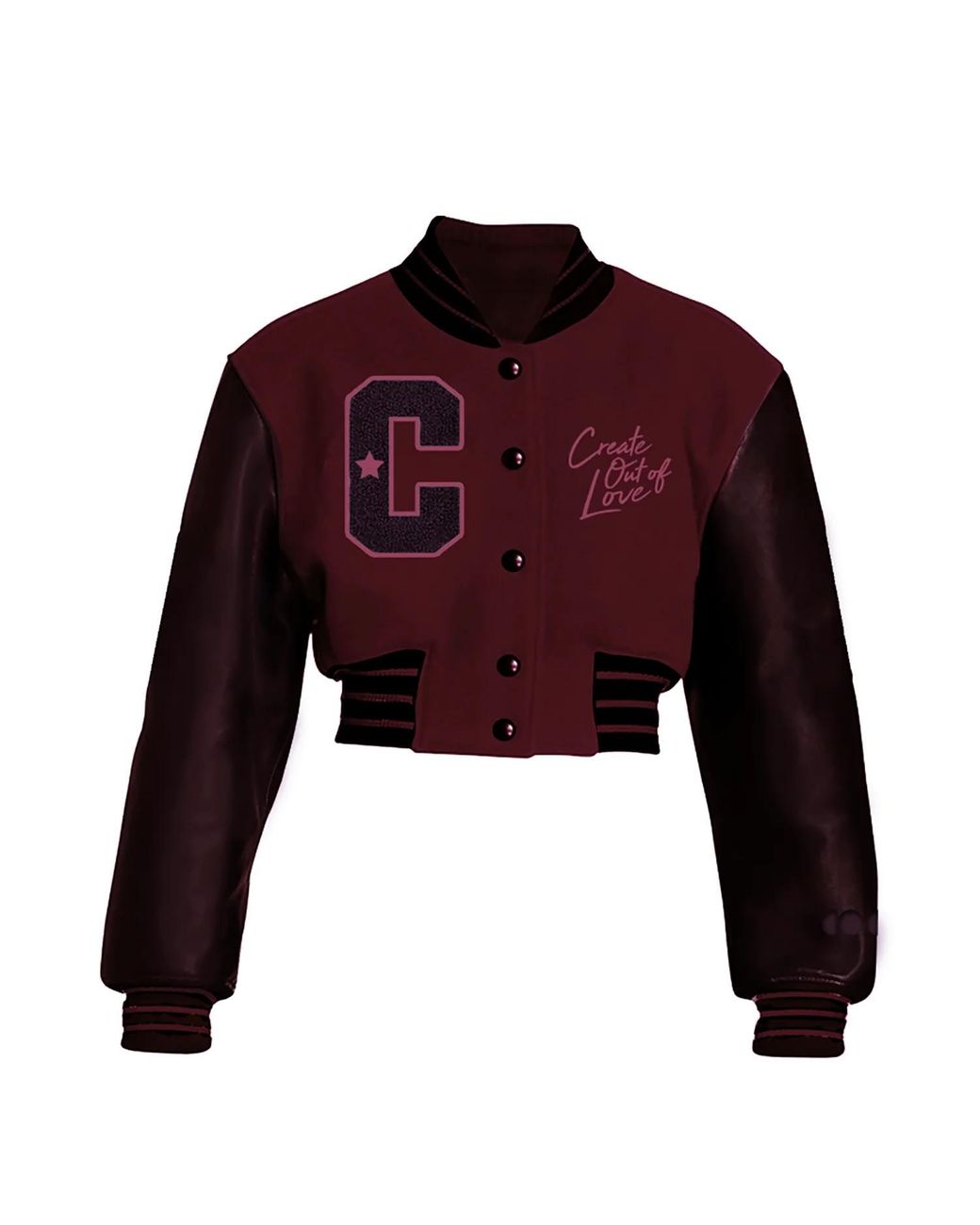 COOL Creative Purple Burgundy Varsity Cropped Jacket