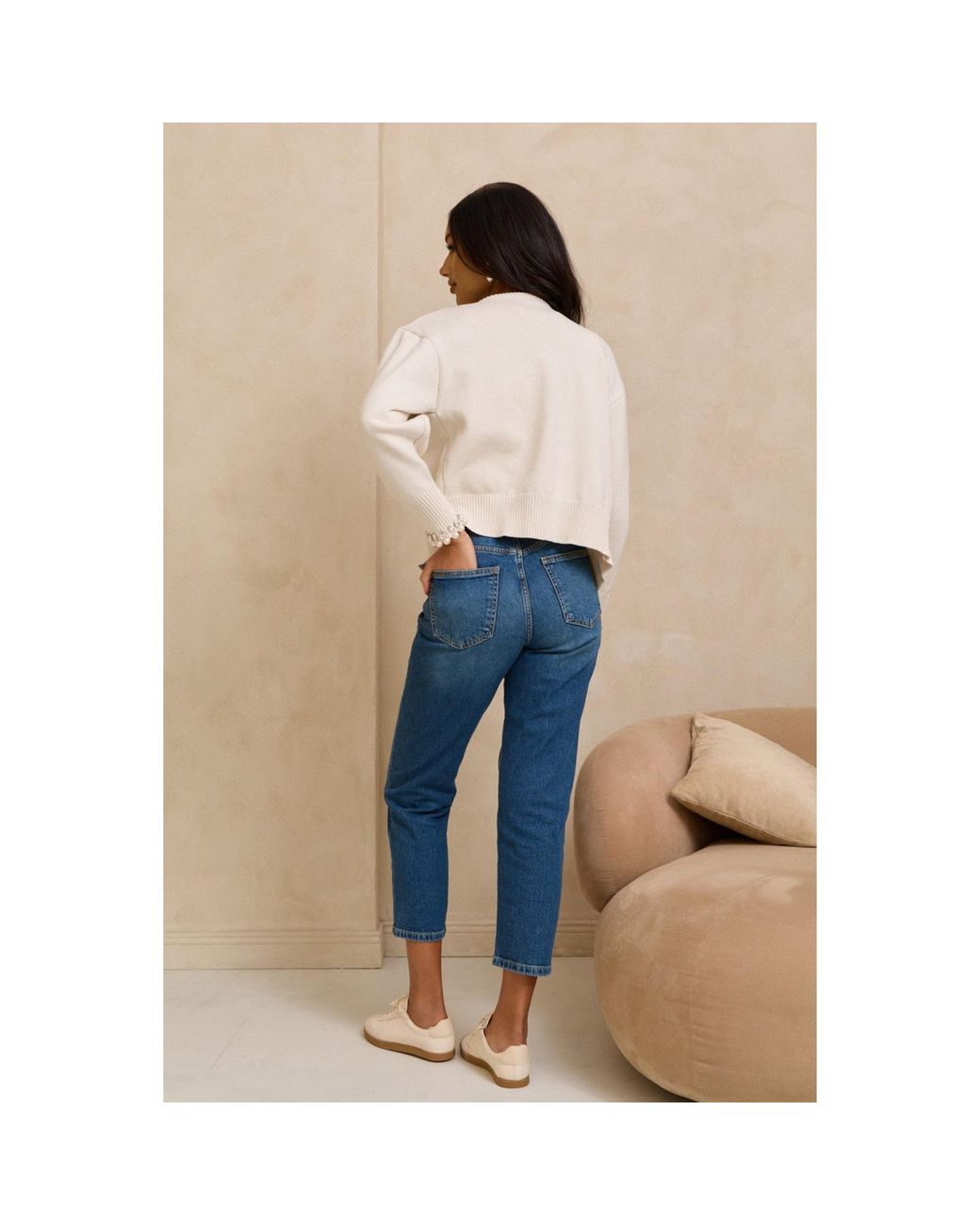 Saachi White Pearl & Crystal Trim Cardigan
