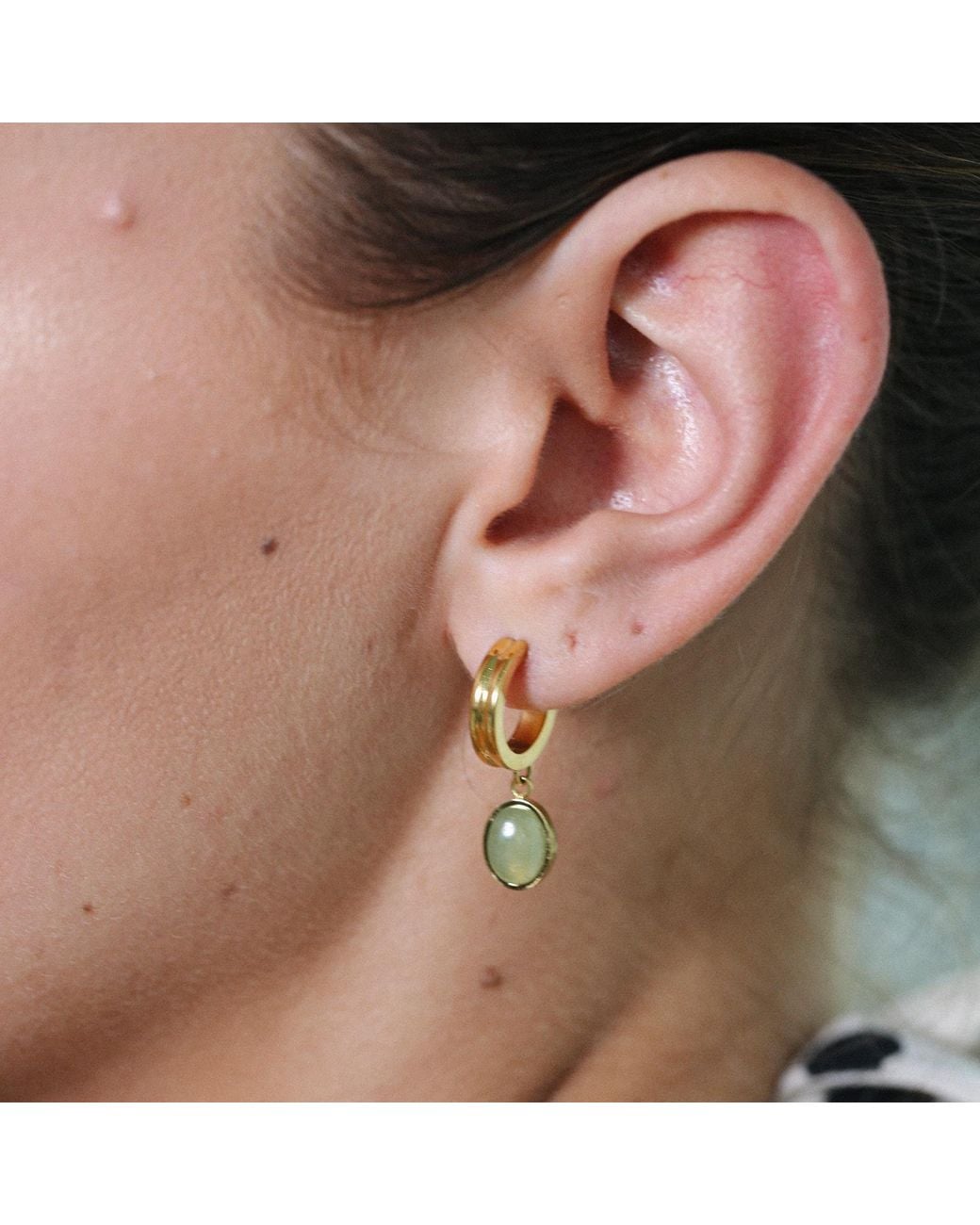 Miss Cecilia Metallic Emerald Small Hoop Earrings