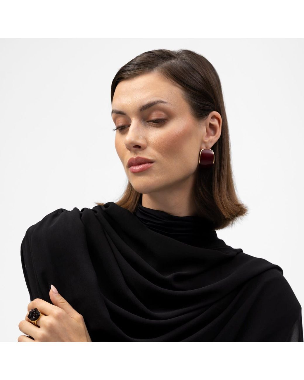 Mandragora Black Mini Dress With Ruched Skirt And Scarf Roa