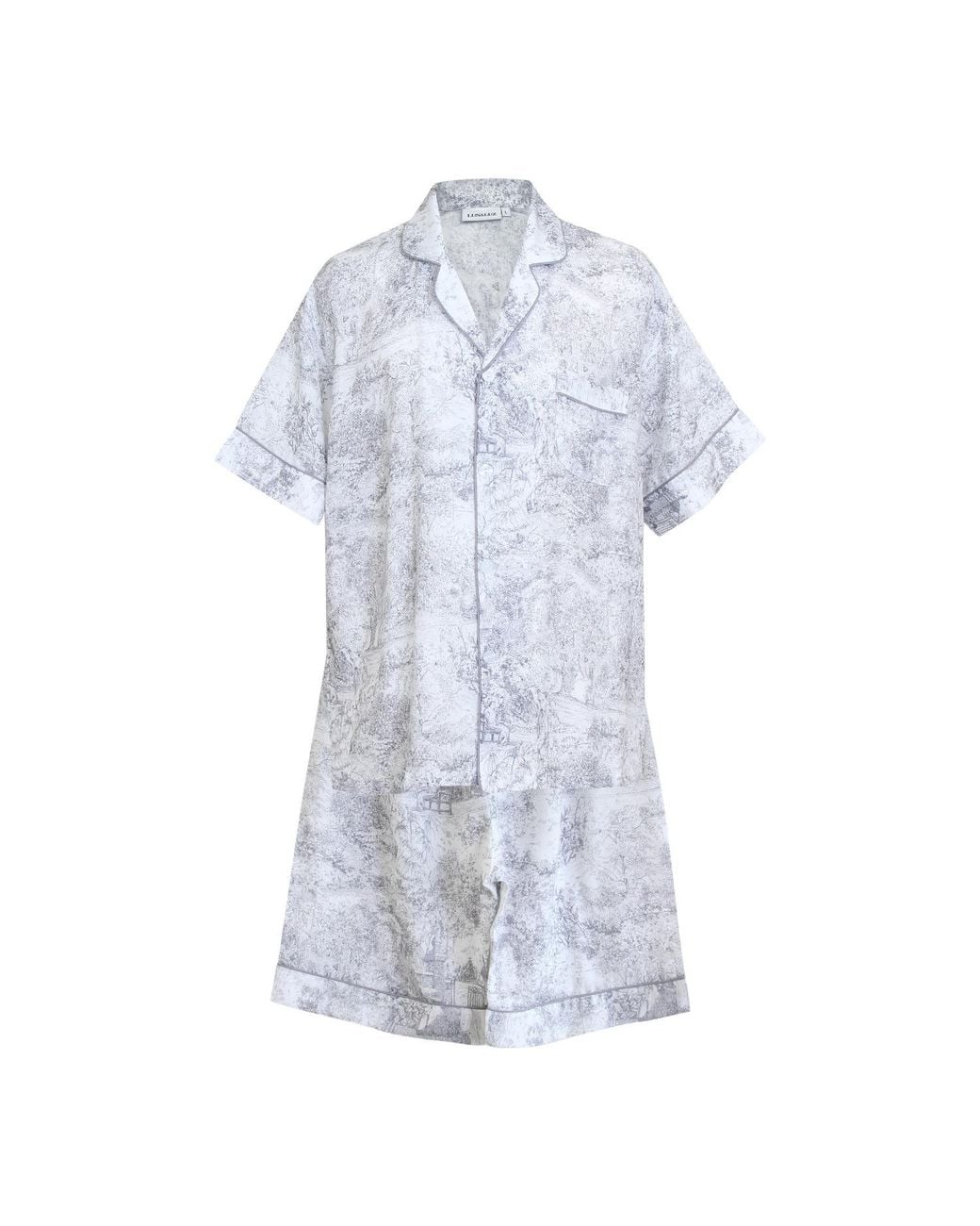 Luna Luz Blue Rebecca Toile Cotton Short-Sleeve Pajama Set for men