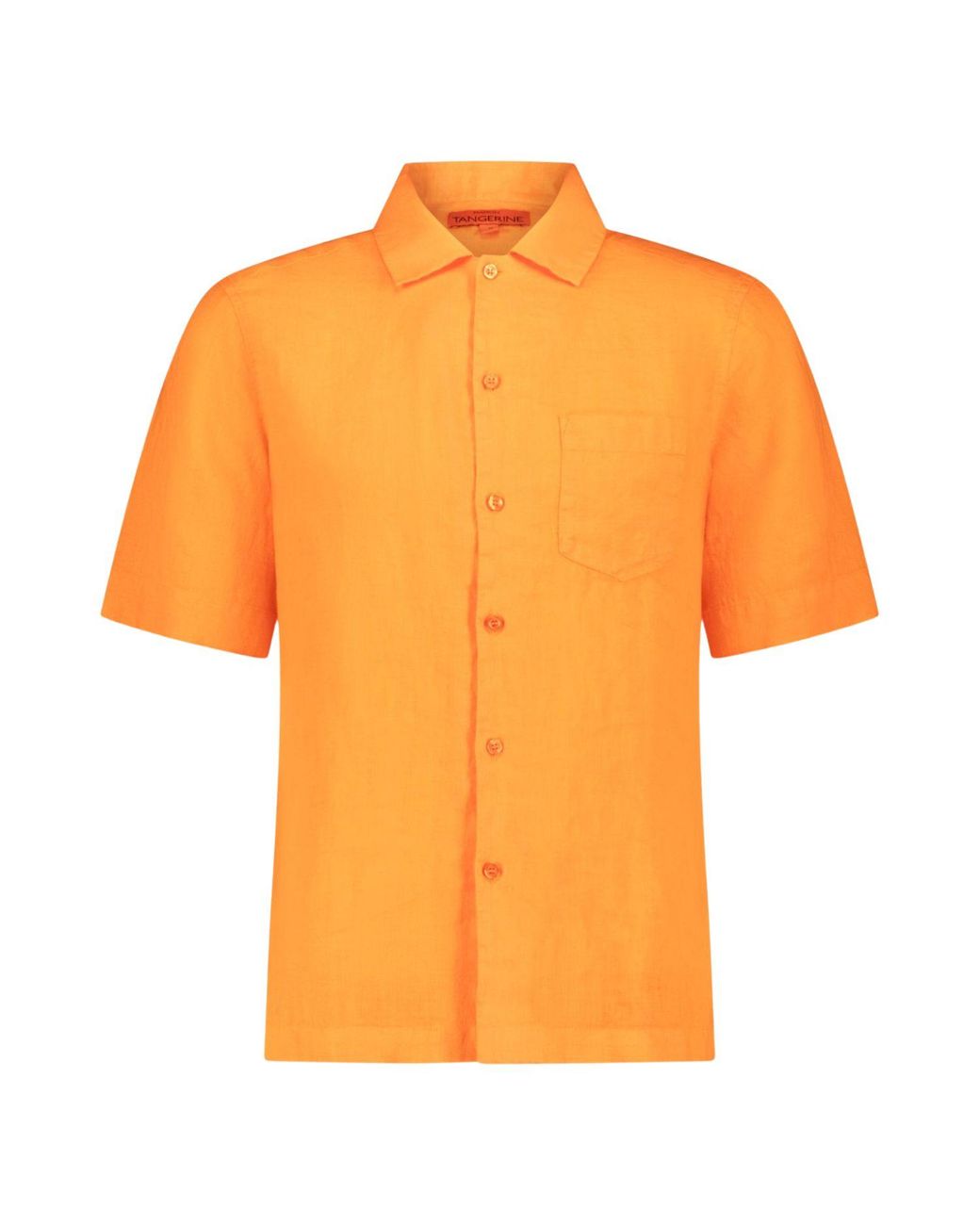 Maison Tangerine Orange Tangerine Linen Short Sleeve Shirt For for men