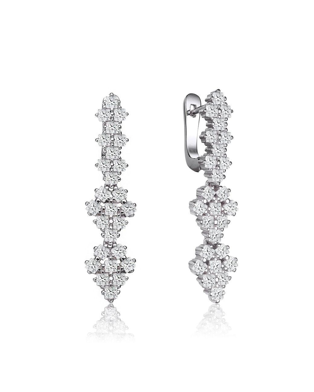 Genevive Jewelry Metallic Sterling Cubic Zirconia Drop Earrings