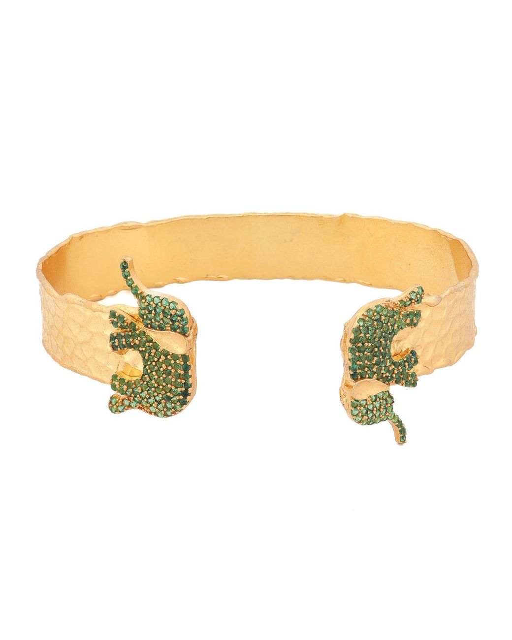 Ebru Jewelry Metallic Guardian Elephant Emerald Cuff Bracelet