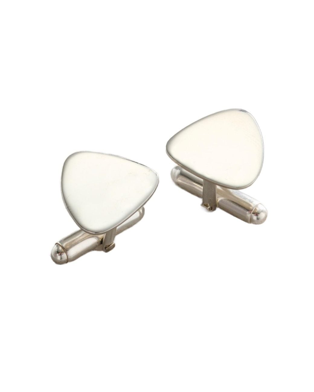 Posh Totty Designs White Sterling Plectrum Cufflinks for men