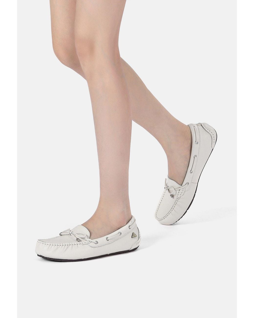 EverAu Australia White Grebes Leather Loafers
