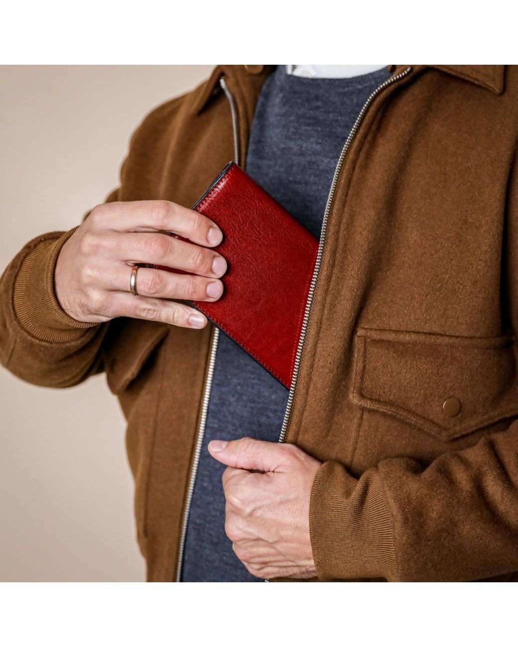 Time Resistance Red Leather Coat Wallet