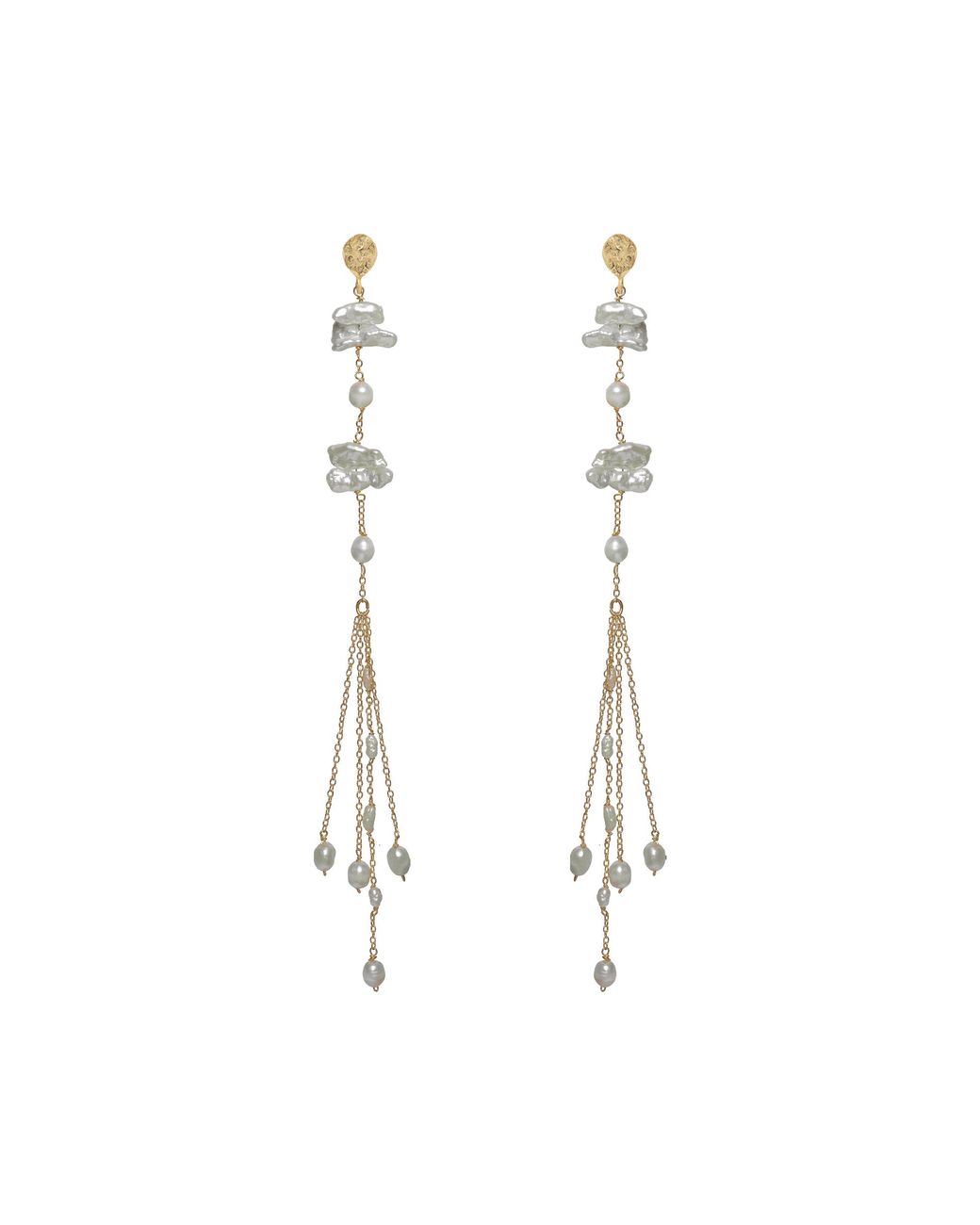 Lavani Jewels White Kiyomi Pearl Long Earrings