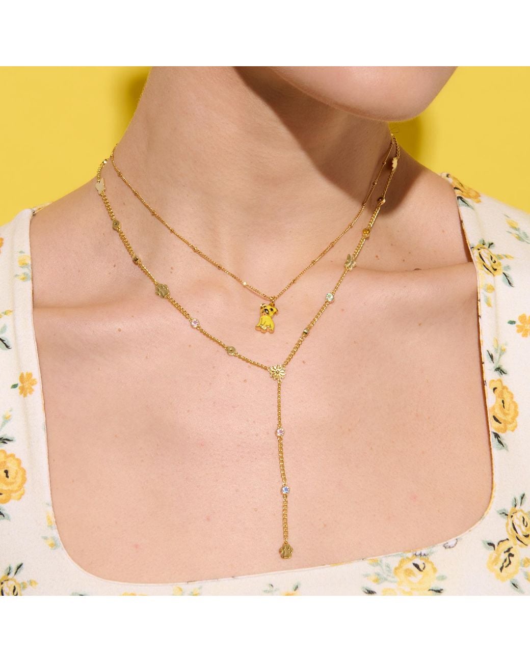 Cloud Haven Metallic Paw Print Rosary Necklace