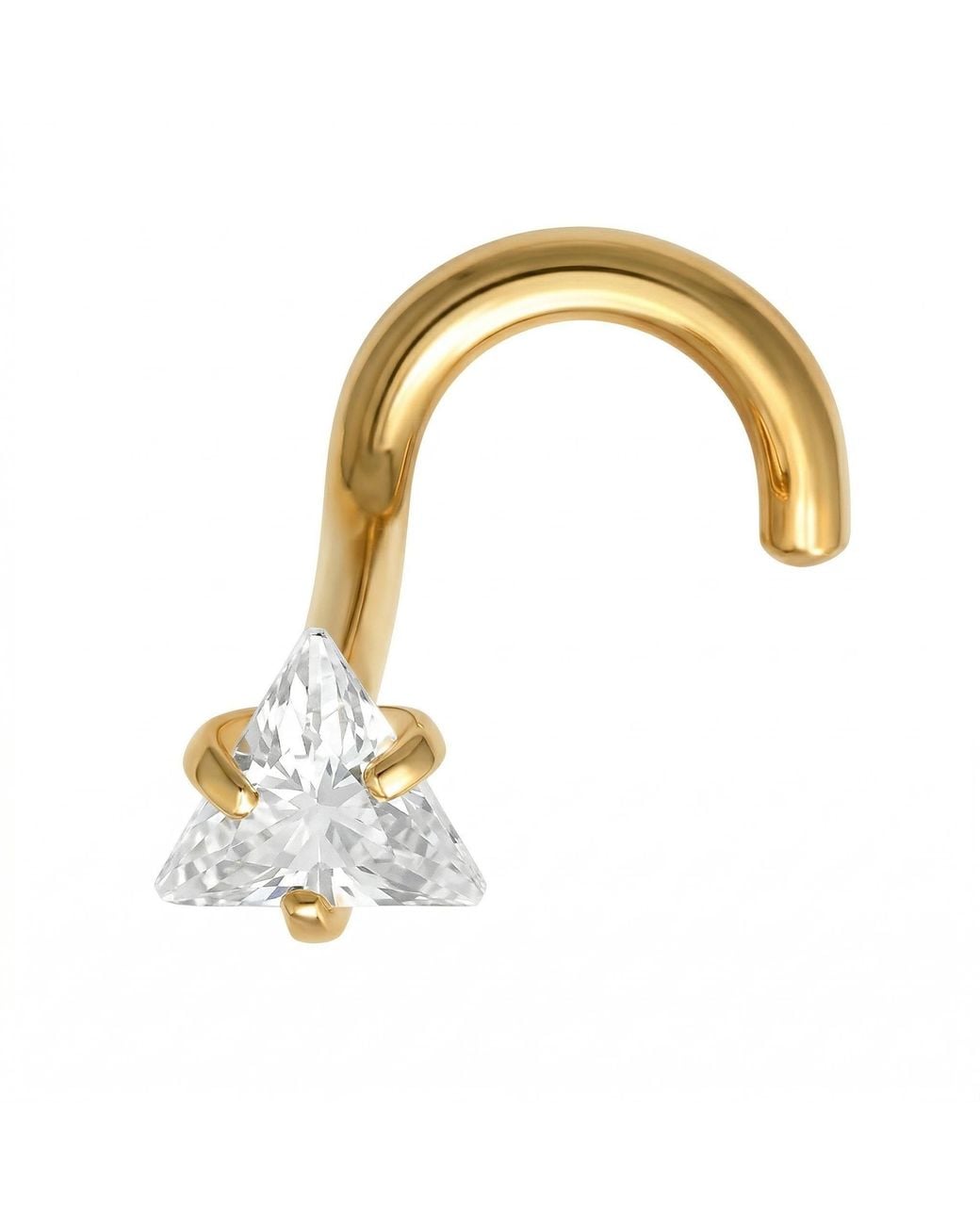 Zahav Jewelry Metallic 10K Solid 20G Triangle Cz Nose Stud