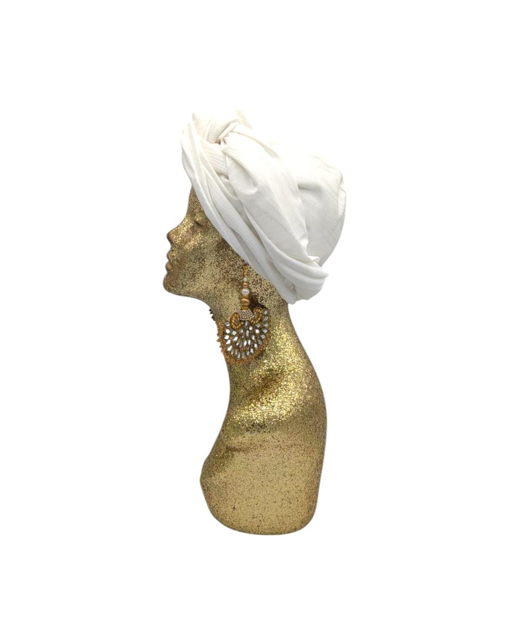 Julia Clancey White Ivory Taffeta Peacock Turban