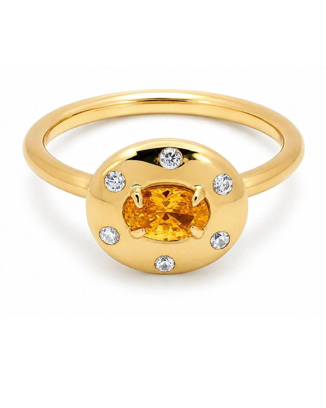 Belinda Jewelz Metallic Citrine Oval Birthstone & Accent Stone Ring