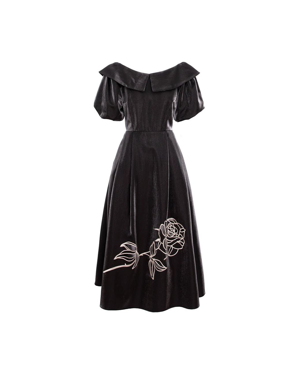 IZABELA MANDOIU Black Midnight Off-Shoulder Midi Dress