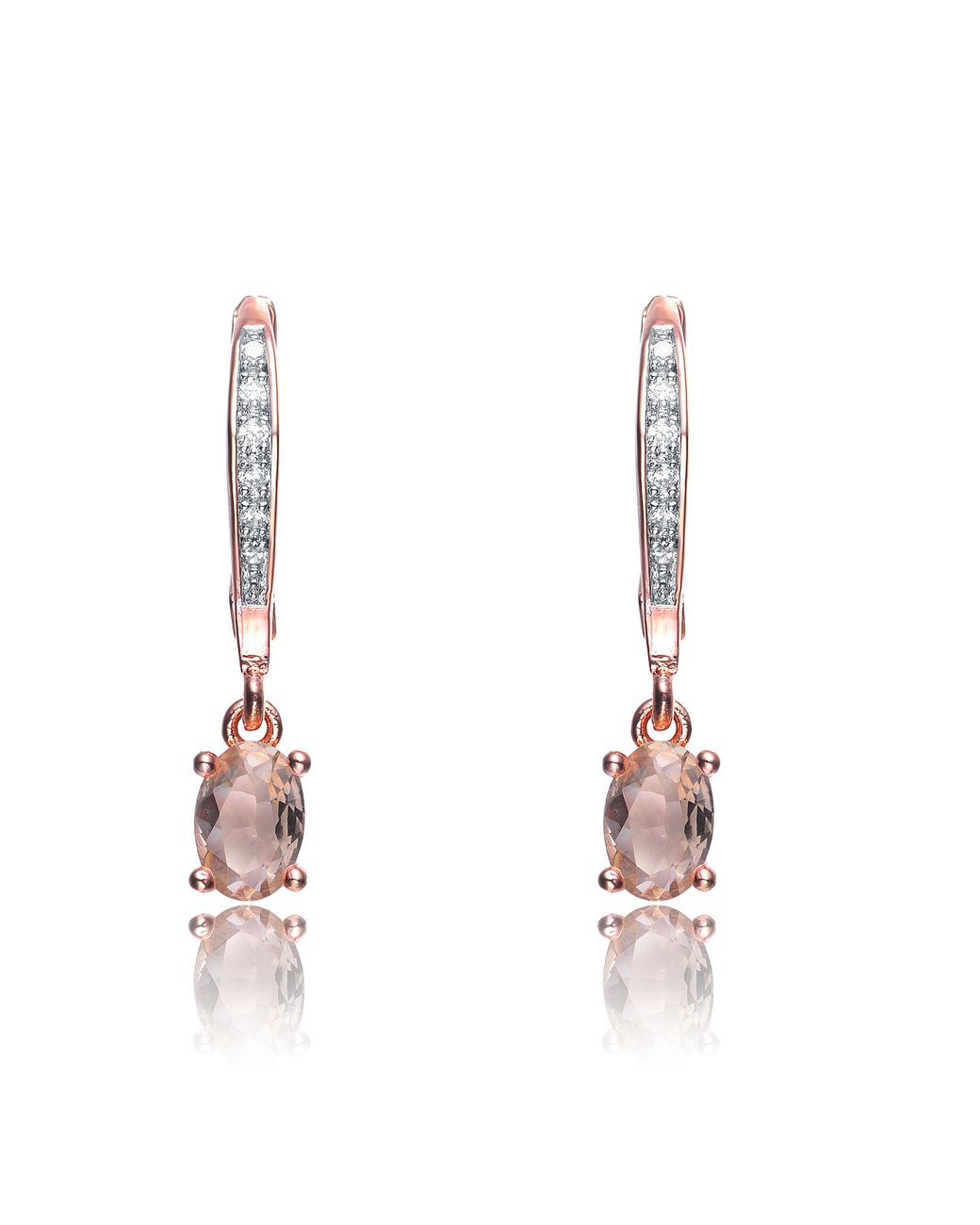 Genevive Jewelry Multicolor Rose Sterling Cubic Zirconia Tiny Drop Earrings
