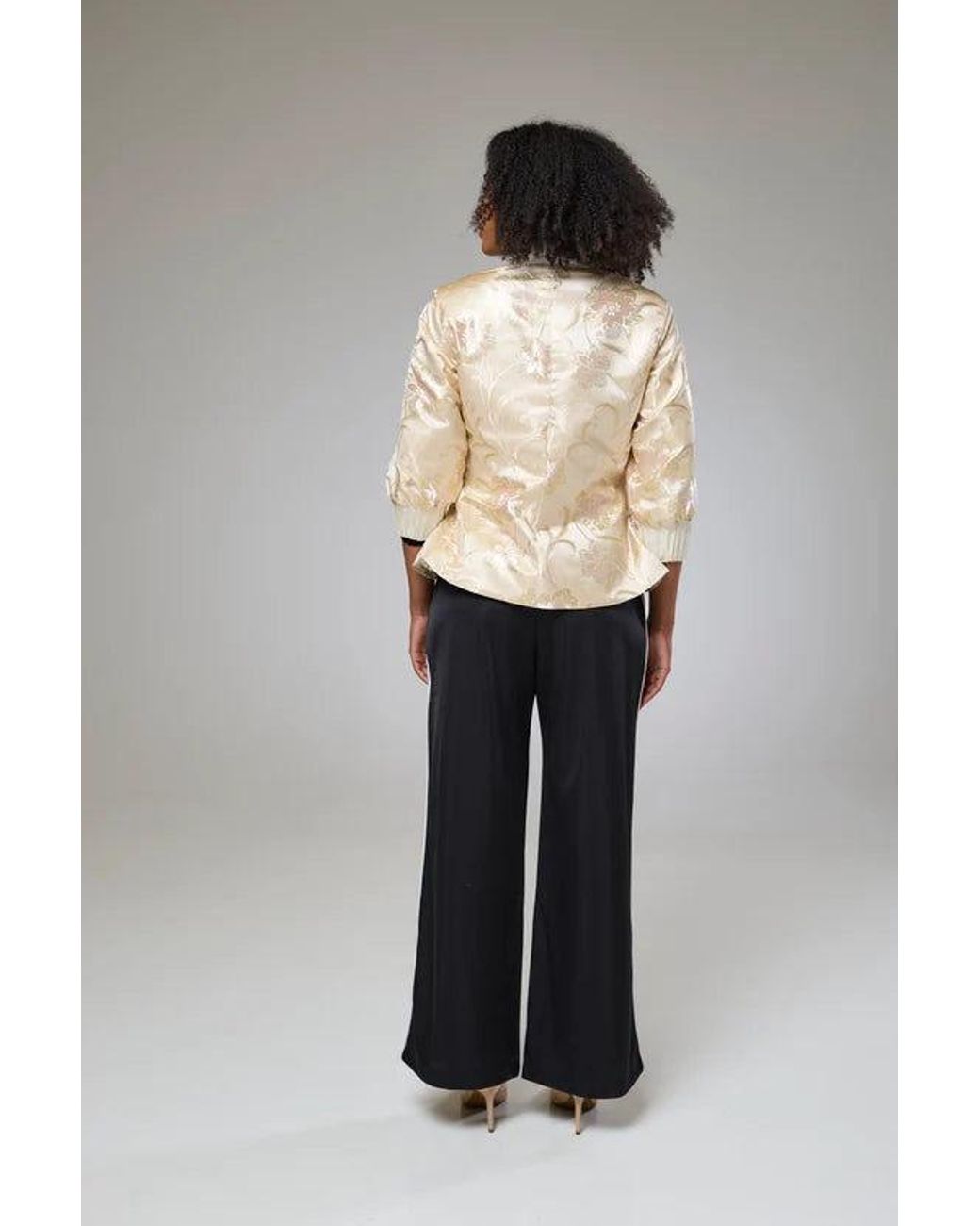 Lioness by Tf Natural Neutrals Ivory Shimmery Flora Fitted Jacket Blouse