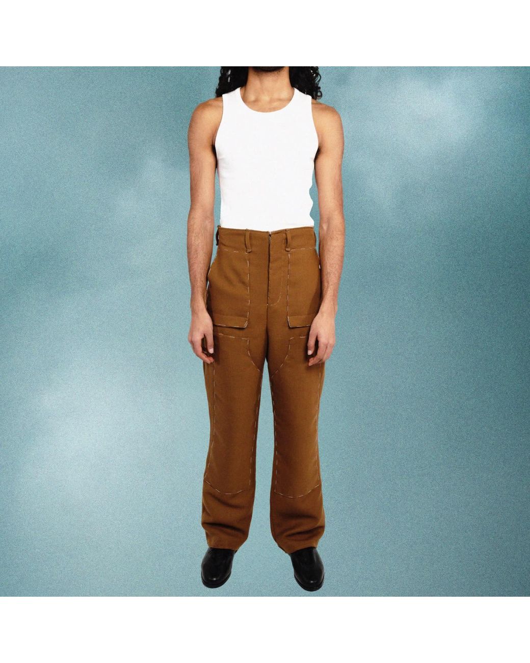 Maison Louis Brown Wool Carpenter Trousers for men