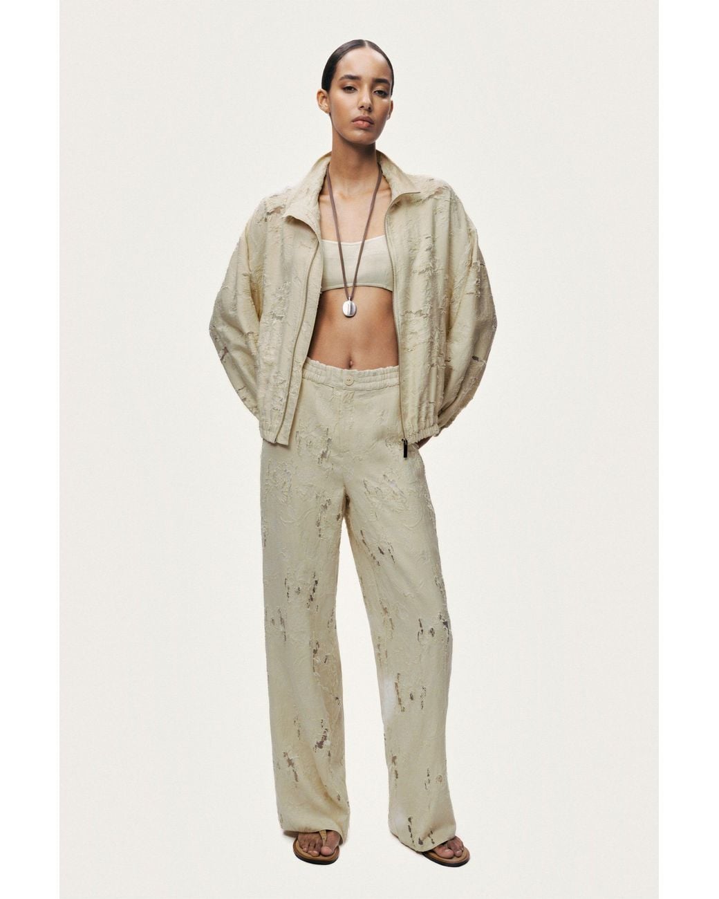 Nocturne Natural Jacquard Bomber Jacket