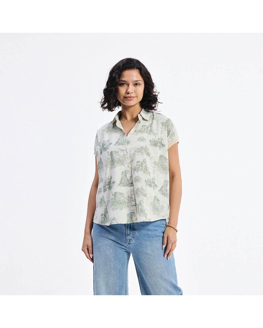 REISTOR Green Relaxed-Fit Button-Down Shirt