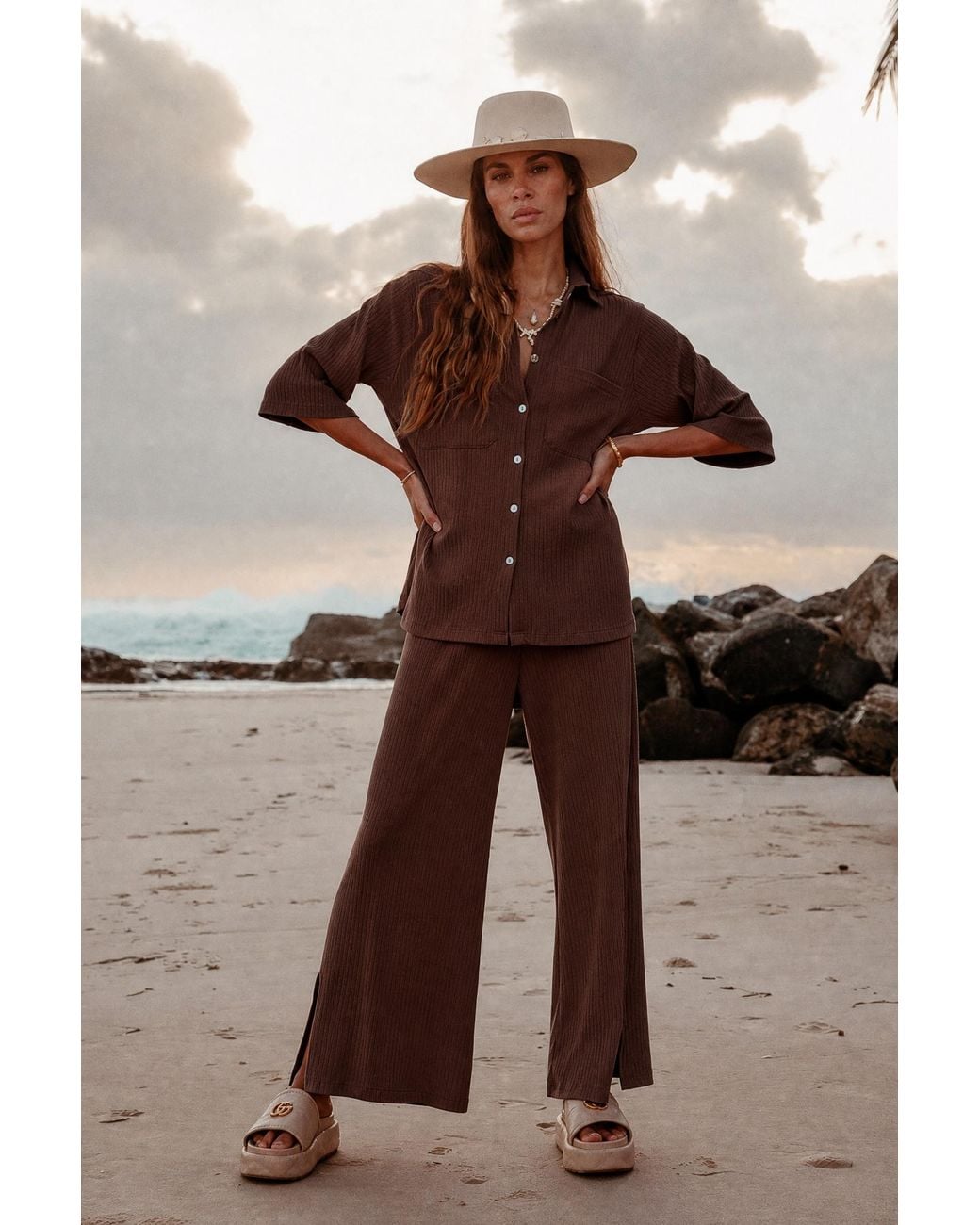 Palm Collective Brown Luxe Knit Pants