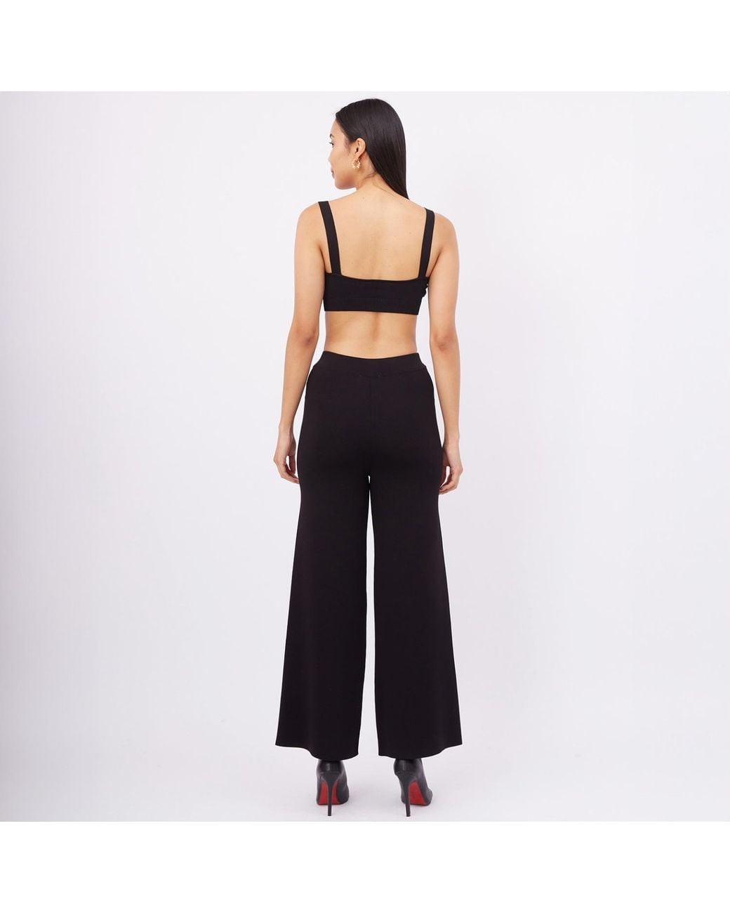 Peraluna Blue Marlene Trouser Button Detailed Knit Pants