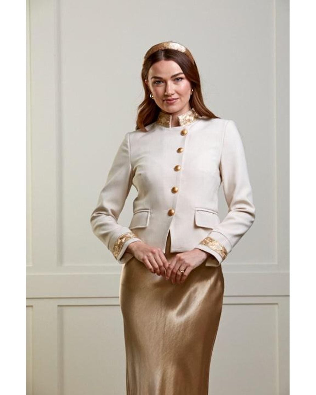 Guinea London White Neutrals Cream Military Style Blazer