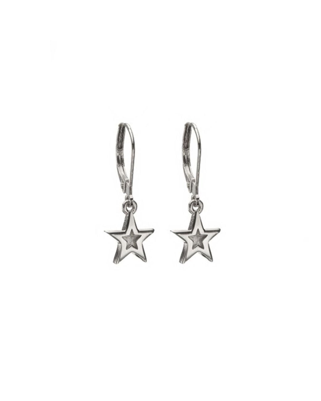 Edge Only White Mini Megastar Drop Earrings Sterling