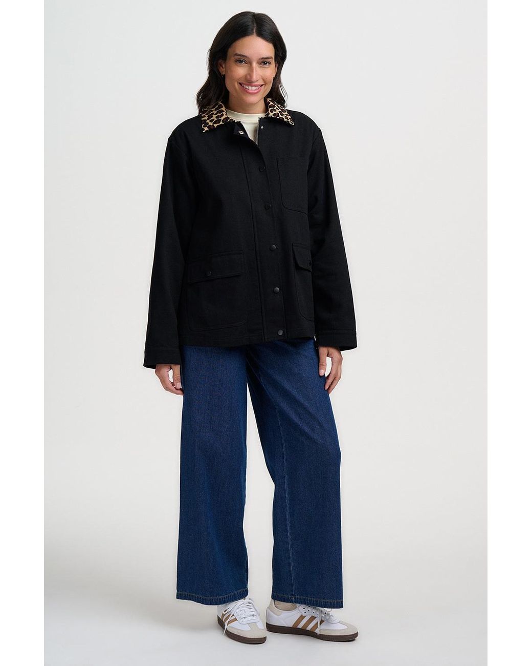 Sugarhill Black Raye Barn Jacket Leopard