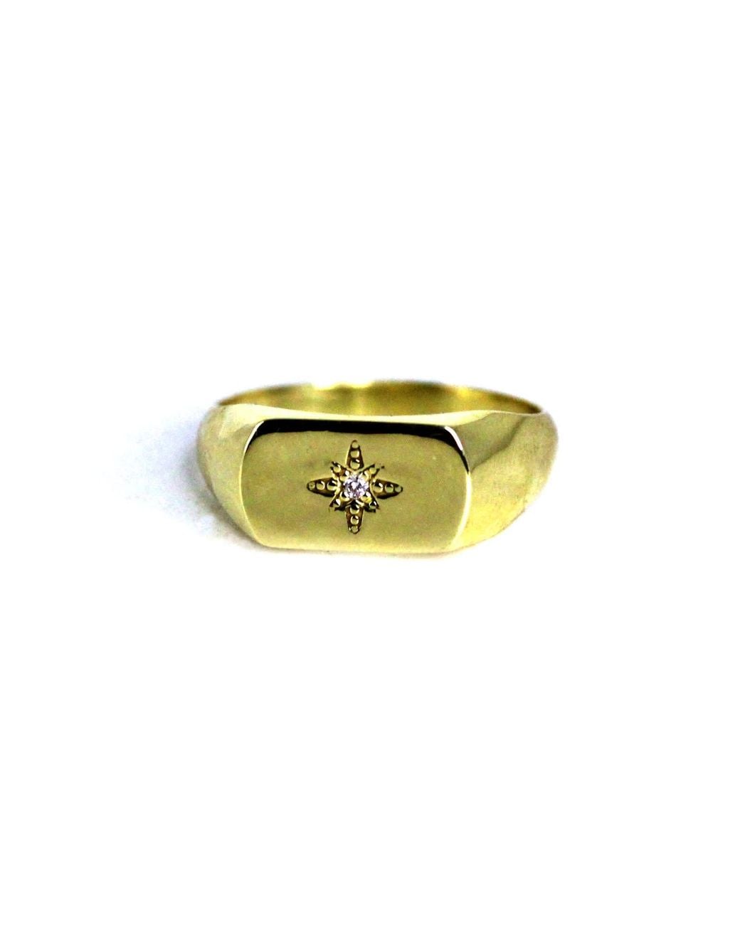 VicStoneNYC Fine Jewelry Yellow Natural Diamond Polaris Star Signet Ring