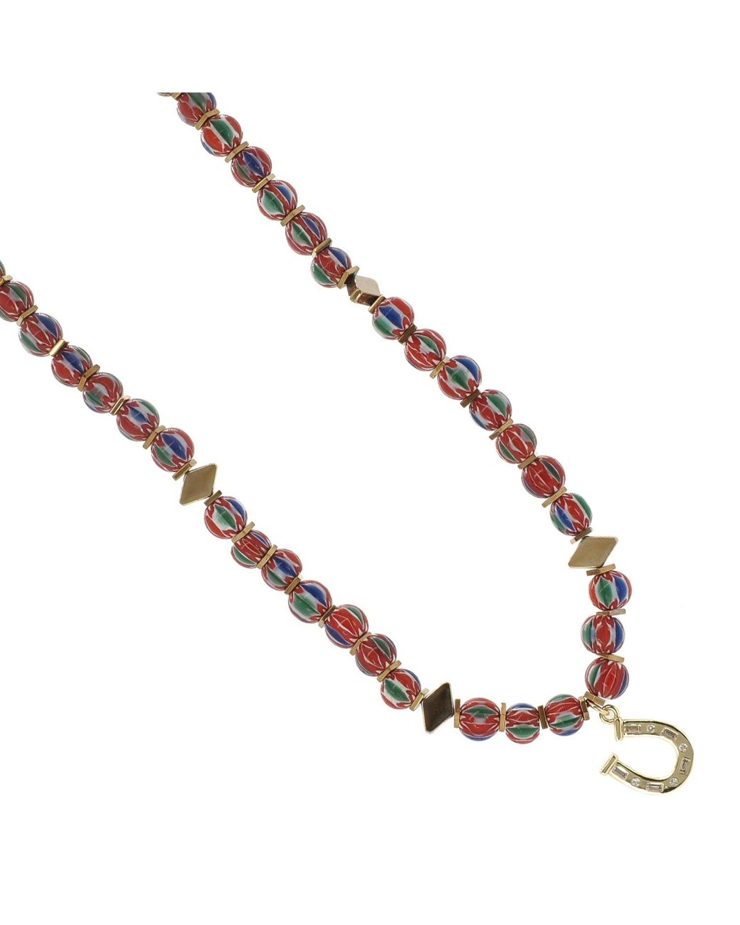 Ebru Jewelry Metallic Lucky Horseshoe African Bead Bohemian Choker Necklace