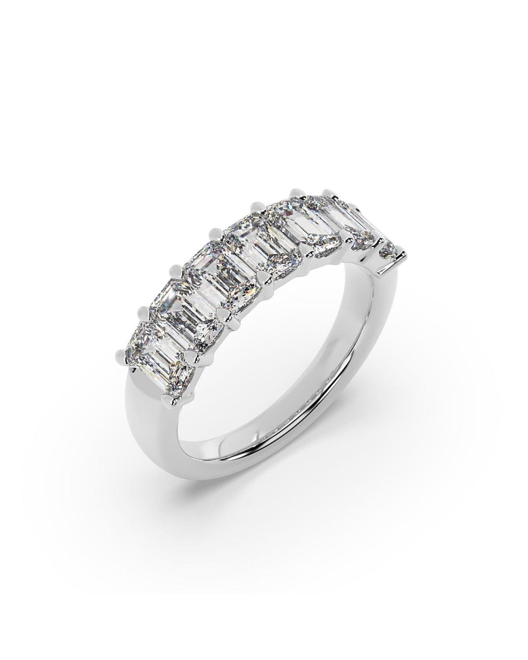 Artisan White 14K Seven Stone Ring With Emerald Cut Lab-Grown Diamonds