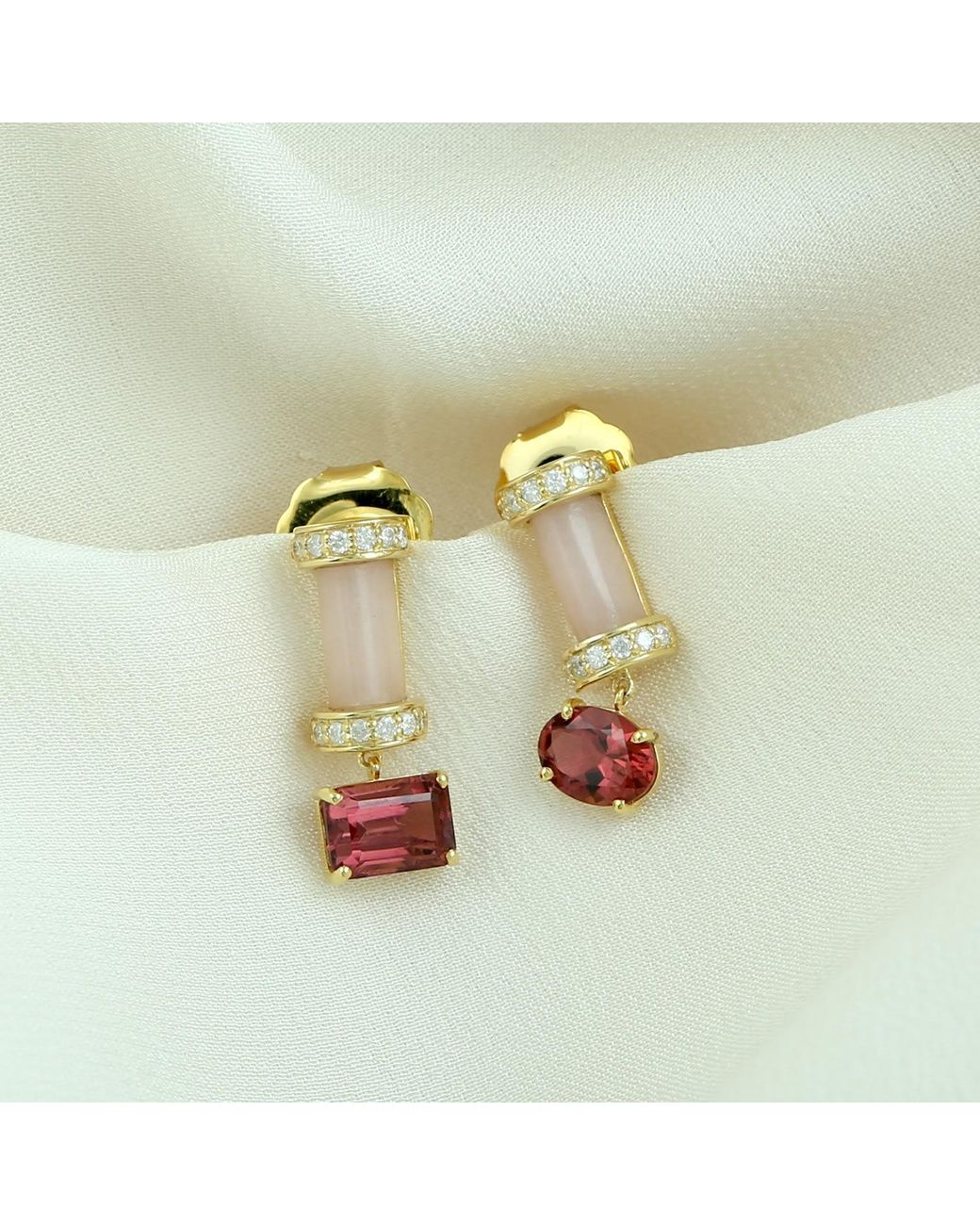 Artisan Metallic 14K Opal & Tourmaline Diamond Drop Earrings
