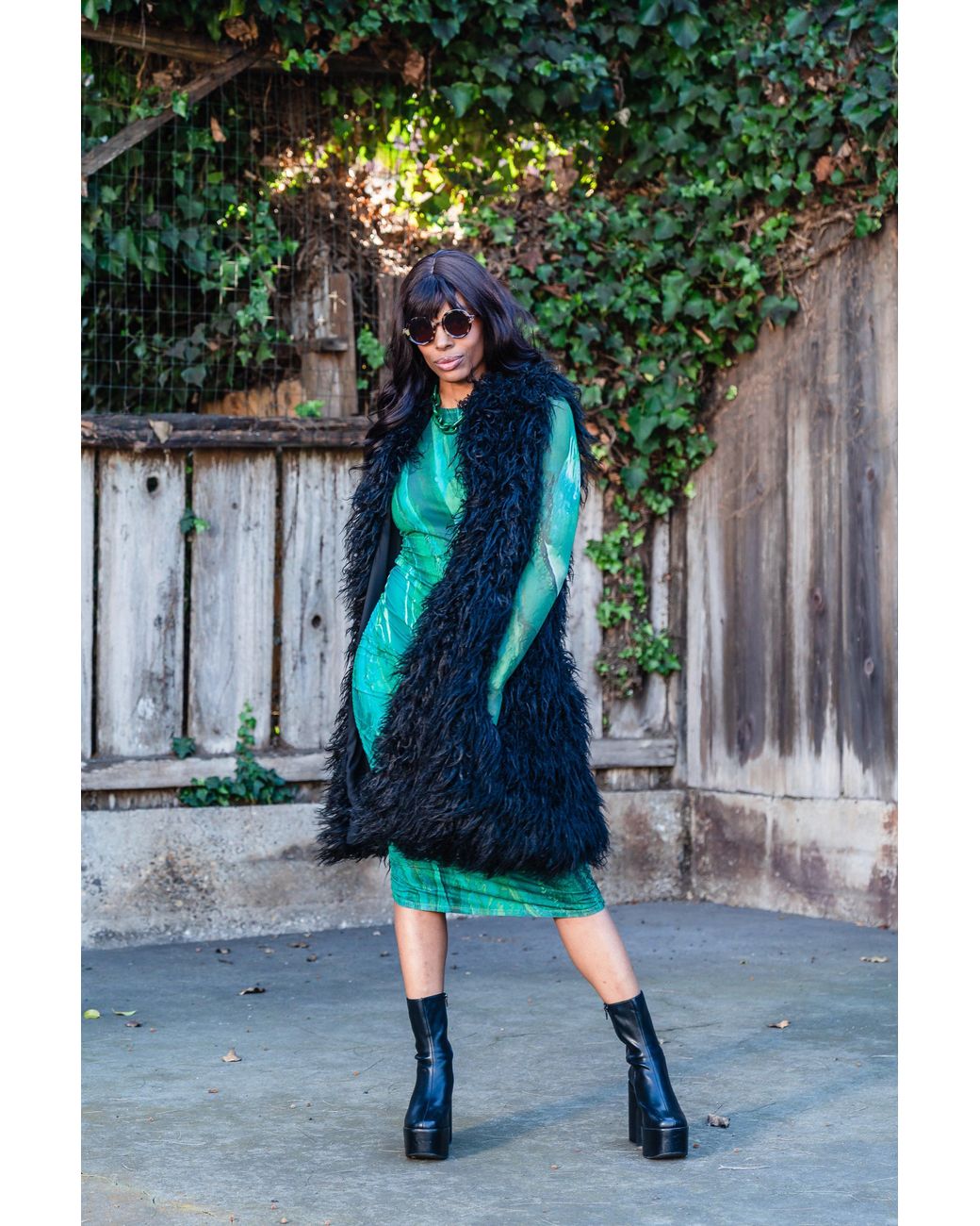 Jennafer Grace Black Genghis Faux Fur Vest