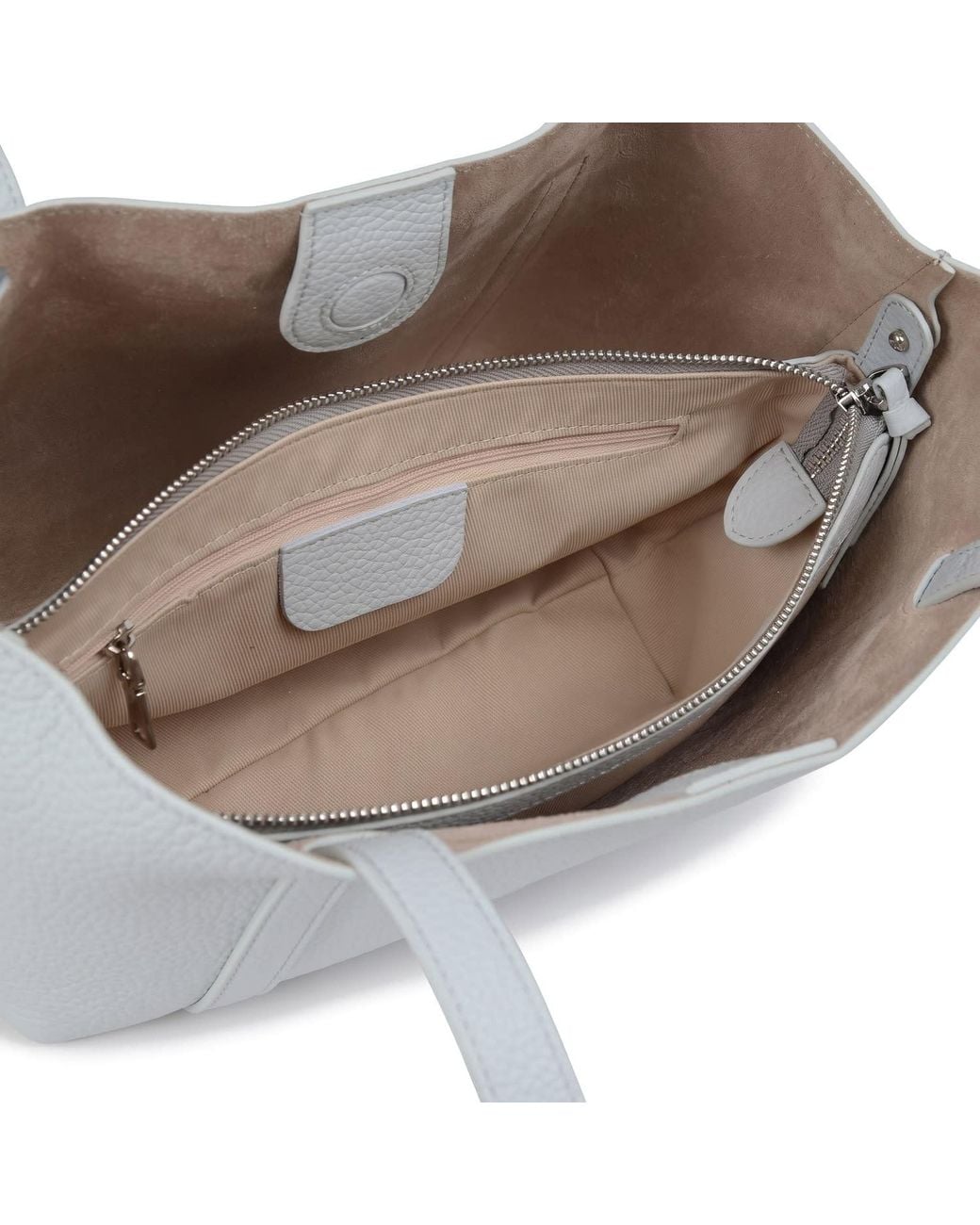 Modenaire Blue Pebbled Leather Tote Bag With Removable Pouch And Charm