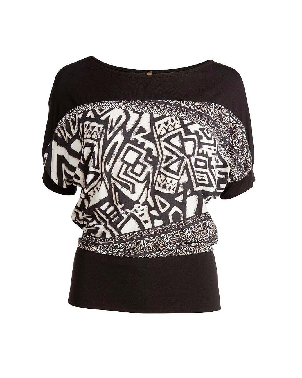 Conquista Black Short Sleeve Top