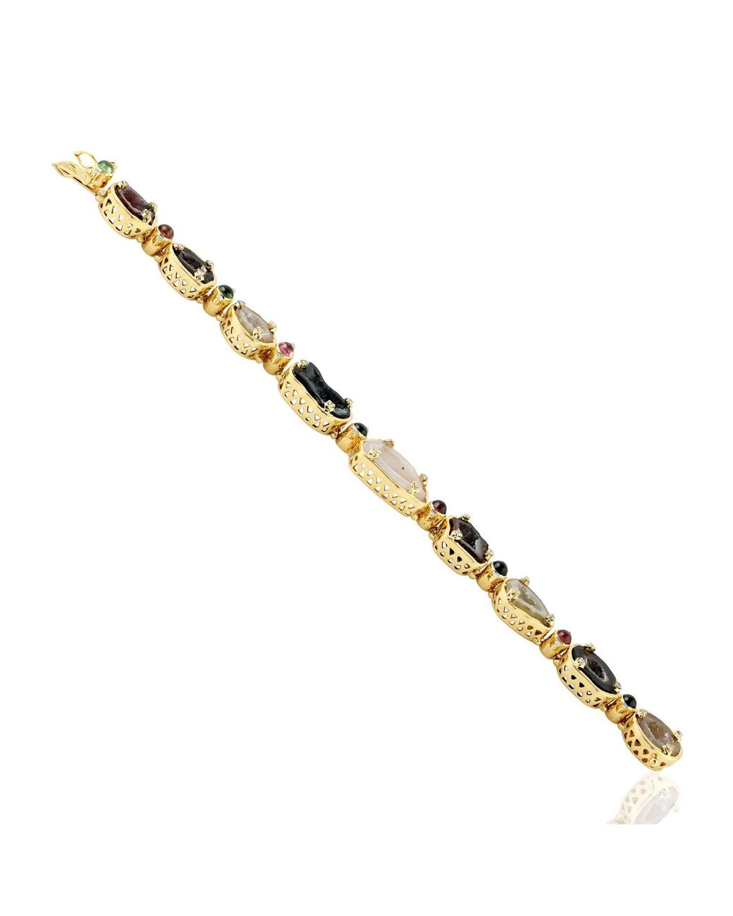 Artisan Metallic 18K & Geode & Multi Tourmaline Diamond Bracelet