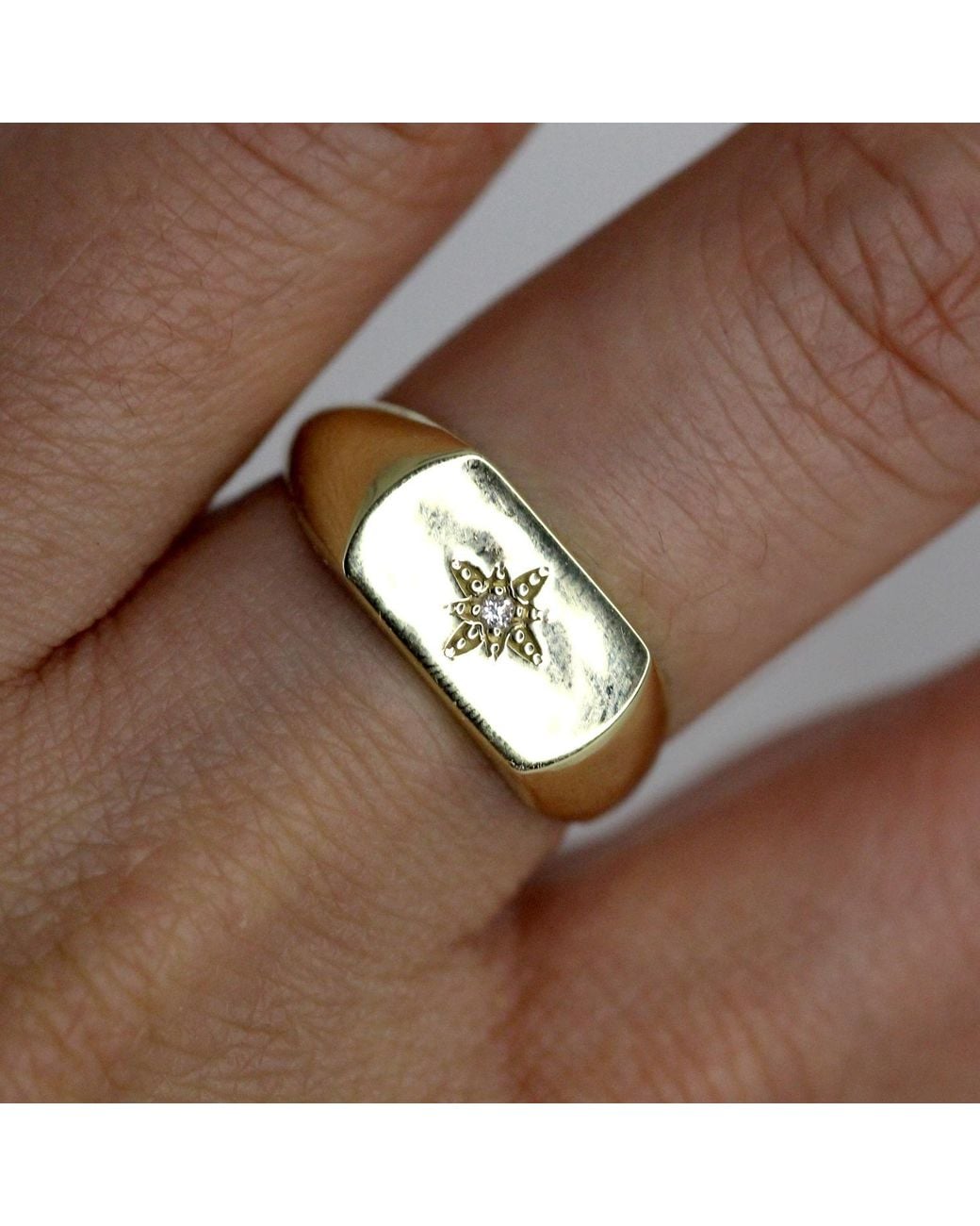 VicStoneNYC Fine Jewelry Yellow Natural Diamond Polaris Star Signet Ring