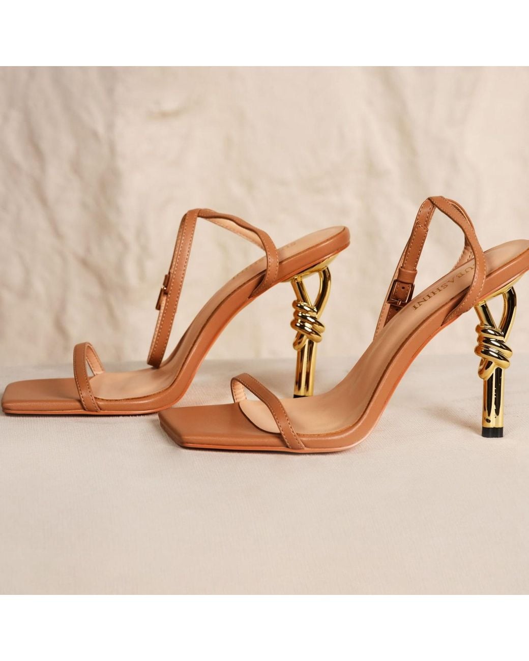 Subashini Heels Brown Sculpted Aura-Heel Sandals