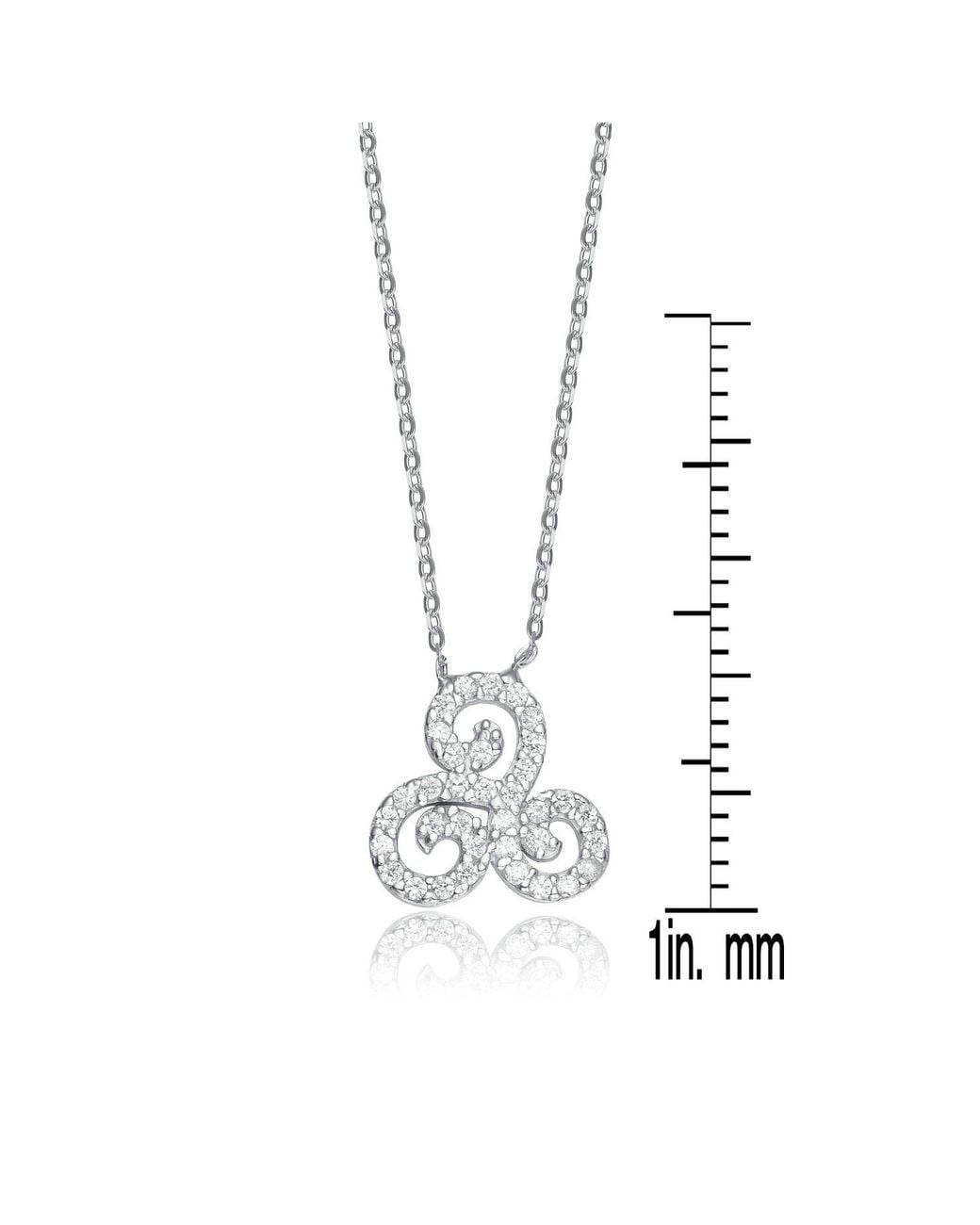 Genevive Jewelry White Overlay Clear Cubic Zirconia Triple Knot Necklace