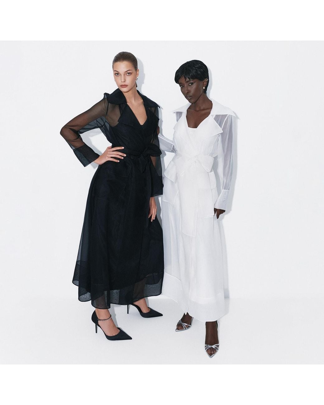 Lita Couture Black See Through Organza Trench Dress