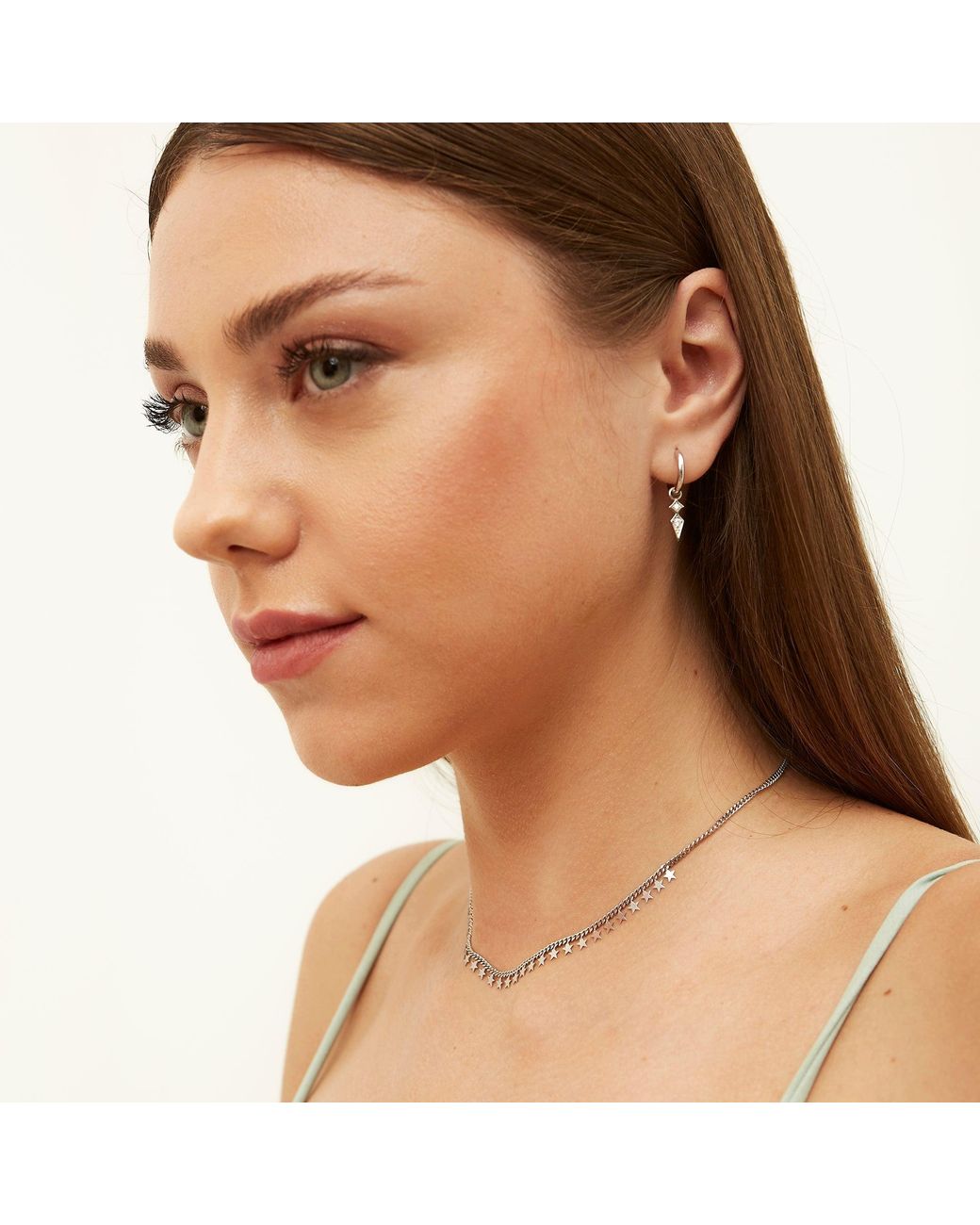 Spero London Metallic Multiple Star Sterling Station & Saturn Necklace Stacking Layering Set