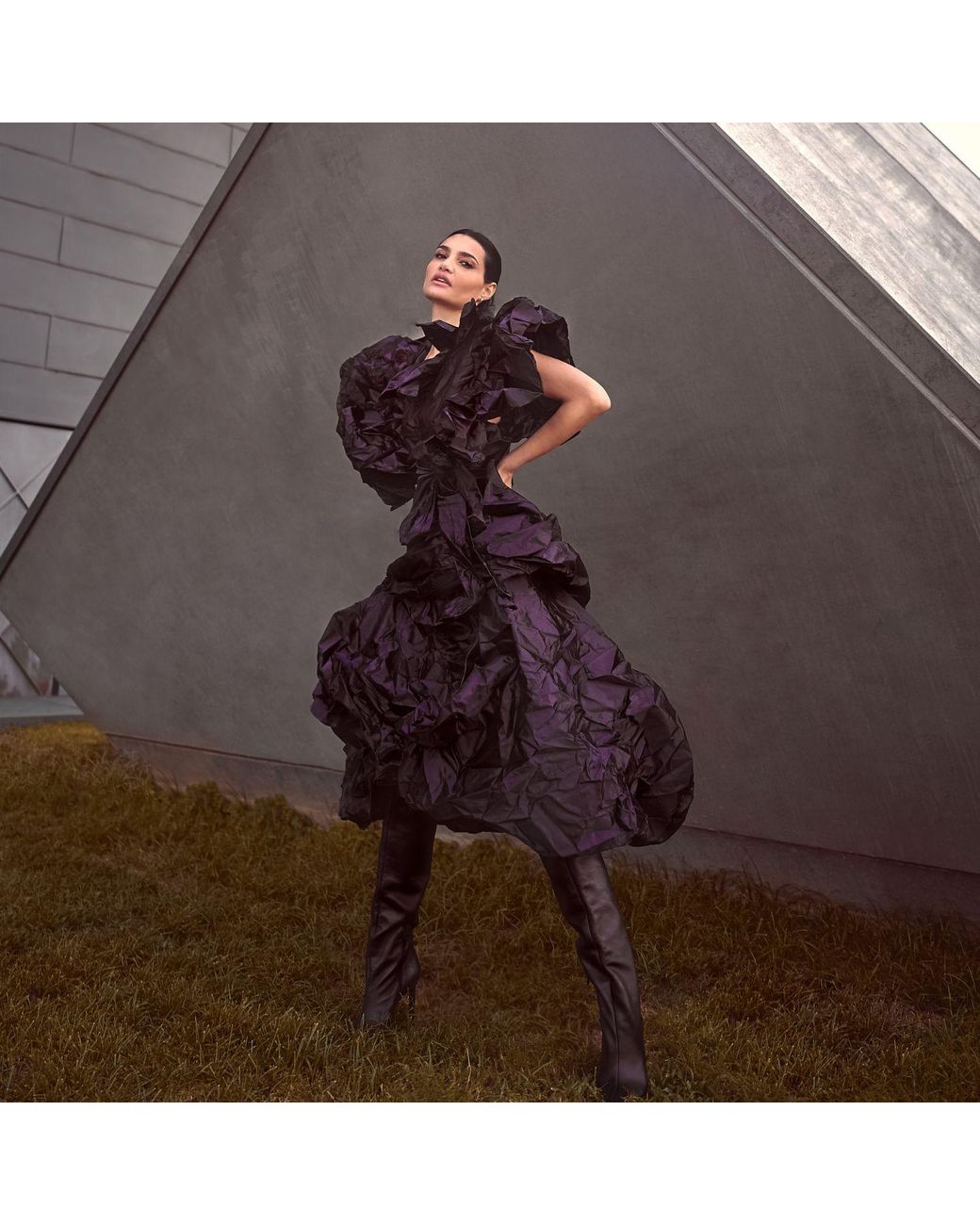 Miro Misljen Black Noir Sculptural Couture Dress