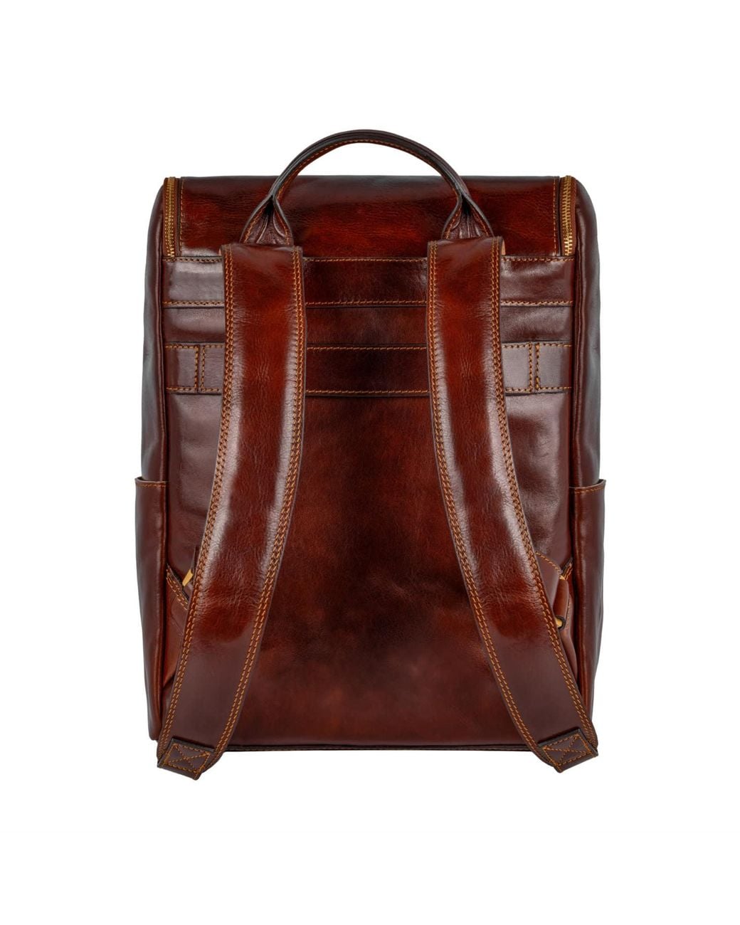 Time Resistance Brown Large Leather Backpack for men