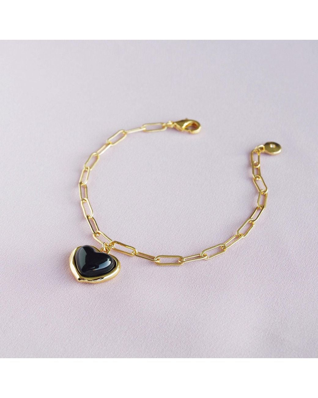 POPORCELAIN Metallic Porcelain Heart Charm Bracelet