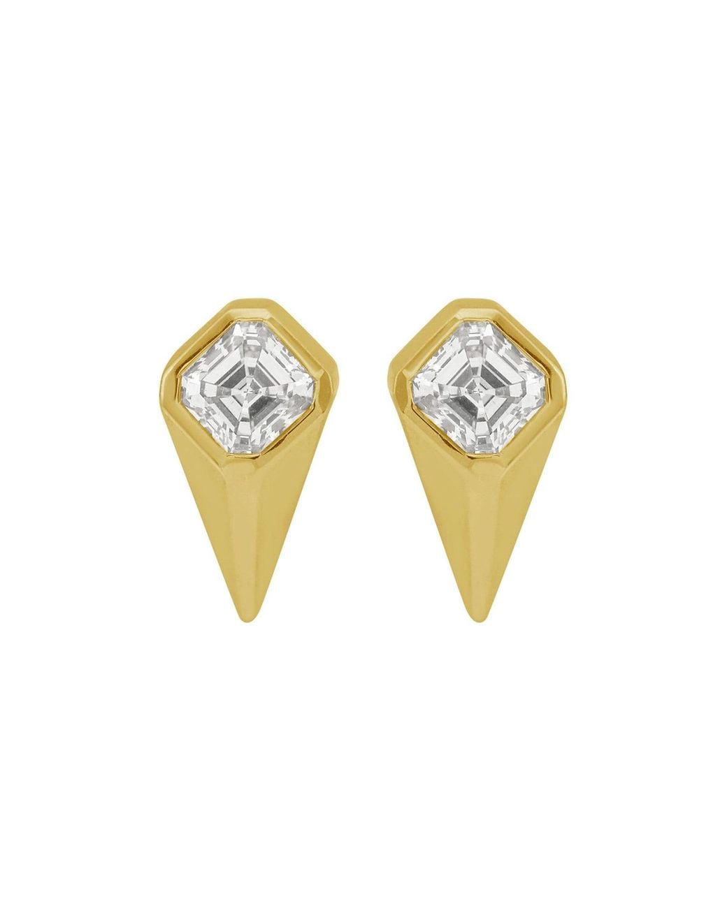 Artisan Multicolor 14K Asscher Cut Diamond Geometric Stud Earrings