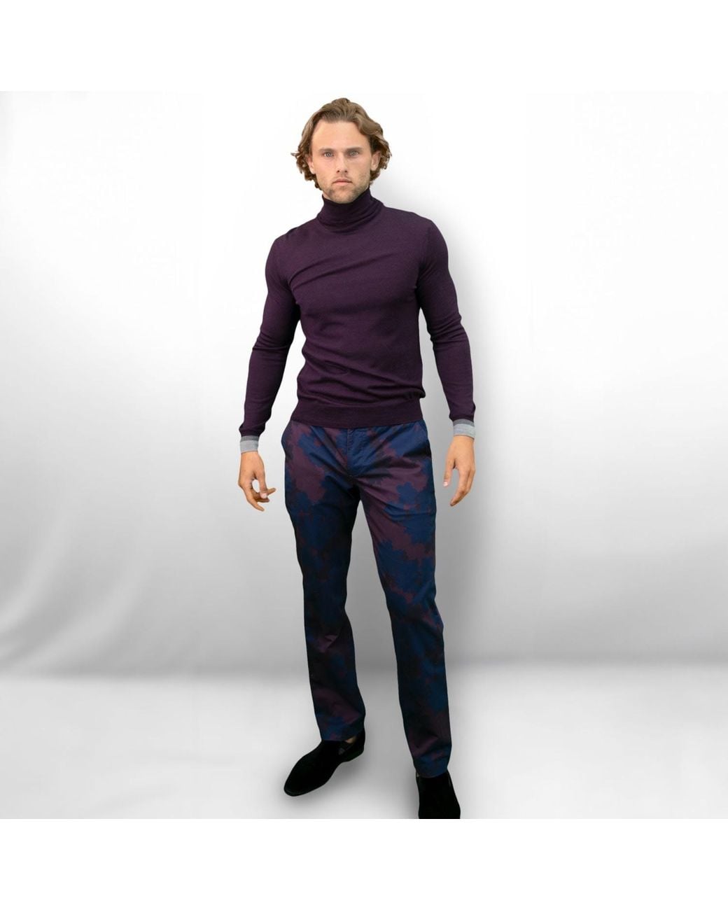 Lords of Harlech Blue Charles Salerno Floral Pant for men
